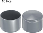uxcell 10pcs Rubber End Caps 63mm(2 1/2 Inch) ID Vinyl Round End Cap Cover Screw Thread Protector Light Grey