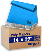 POLYSELLS 500 pcs 14.5x19 Inches Blue Poly Mailers Shipping Envelopes, Strong Adhesive Sealing, Waterproof, and Tear-resistant Postal Mailing Bags for Clothing, Books, and Accessories