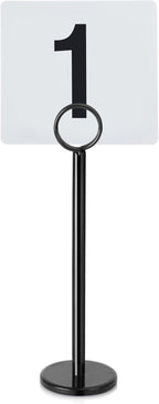 New Star Foodservice 27693 Ring Clip Table Number Card Holders, w/Number Cards, 1 to 24, Set of 24, 8-Inch, Black Stand