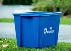 Curbside 18 Gallon Blue Recycling Bin with Carrying Handles for Homes or Businesses | Easily Recognizable from The Curb | High-Capacity, Stackable - Single Unit - Blue
