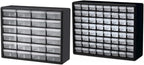 Akro-Mils 24 Cabinet 10724, Plastic Parts Storage Hardware and Craft Cabinet, Black & 10164 64 Drawer Plastic Parts Storage Hardware and Craft Cabinet, 20" x 15.75", Black