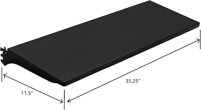 4 Packs Gondola Shelves 35 1/4”L x 11 1/2”W for Industrial Grade Black Pegboard Display Rack，4 Shelves for Gondola Units, Extra 8 Pieces Supply Arms, Black