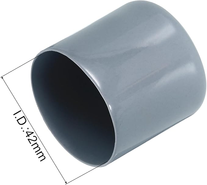 uxcell 4pcs Rubber End Caps 42mm ID Vinyl Round Tube Bolt Cap Cover Screw Thread Protectors Grey, 40mm Height