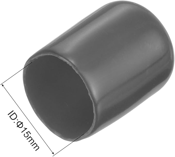 uxcell 10pcs Rubber End Caps 15mm(9/16") ID Vinyl Round End Cap Cover Screw Thread Protector Dark Grey