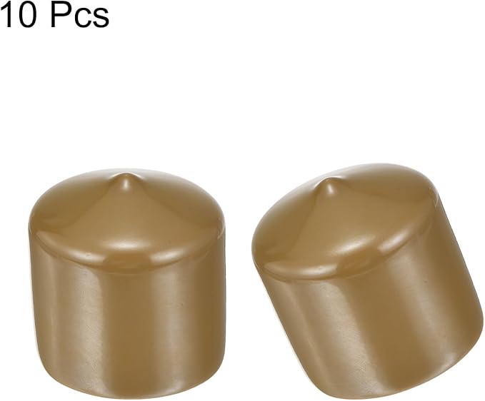 uxcell 10pcs Rubber End Caps 35mm(1 3/8") ID Vinyl Round End Cap Cover Screw Thread Protectors Light Brown