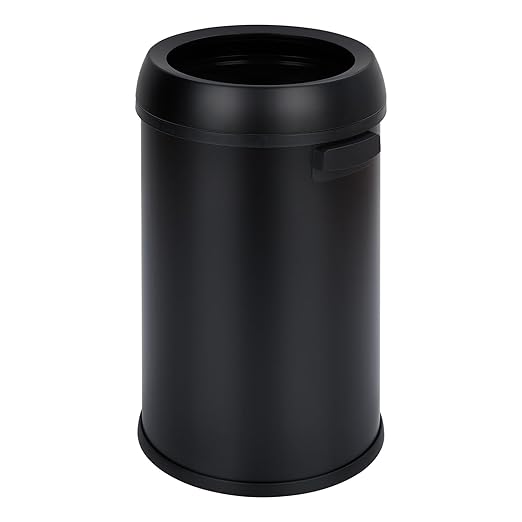 17 Gallon/65L Trash Can, Heavy Duty Stainless Steel Open Top Trash Can, Fingerprint-Proof Round Kitchen Trash Bin, Commercial Garbage Can for Restaurant, Home, Office(Black)