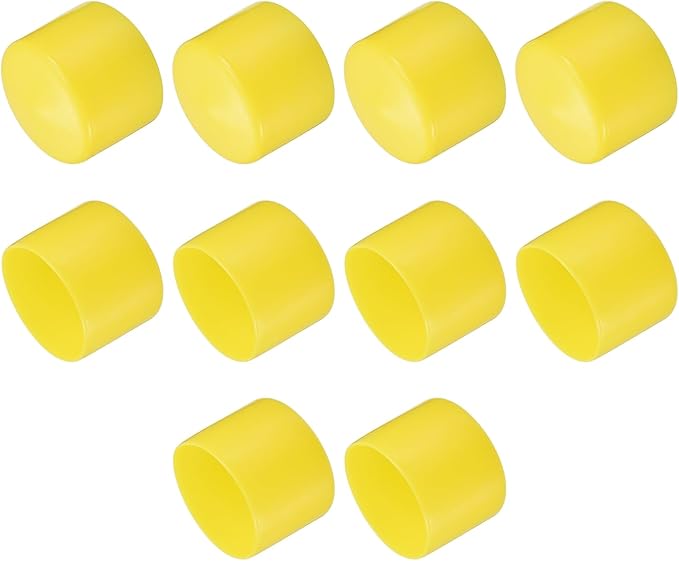 uxcell 10pcs Rubber End Caps 55mm(2 3/16") ID Vinyl Round End Cap Cover Screw Thread Protectors Yellow