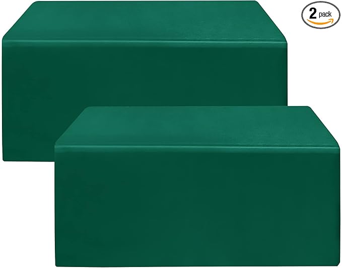 HolidayIdeas 2 Pack Fitted Table Clothes - 48 x 24 Inch - Green Rectangle Tablecloths for 4 Foot Folding Tables, Polyester Fabric Table Covers for Christmas, Craft Show, Trade Show, Business Party