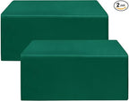 HolidayIdeas 2 Pack Fitted Table Clothes - 48 x 24 Inch - Green Rectangle Tablecloths for 4 Foot Folding Tables, Polyester Fabric Table Covers for Christmas, Craft Show, Trade Show, Business Party