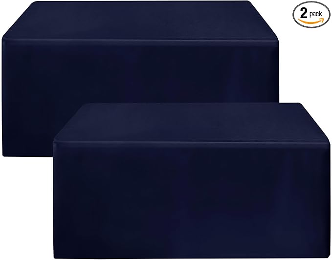 HolidayIdeas 2 Pack Fitted Table Clothes - 48 x 24 Inch - Navy Rectangle Tablecloths for 4 Foot Tables, Polyester Fabric Table Covers for Parties, Holiday Dinner, Wedding, Trade Show