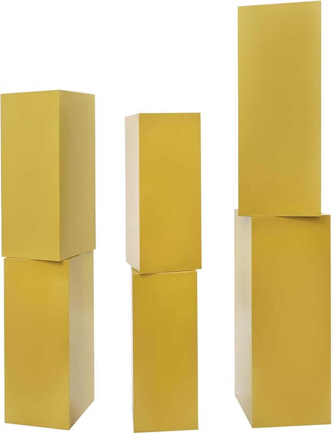 6Pcs Metal Pedestal Stand for Party, Large Gold Cake Stand, Pedestal Display Plinth Pillars for Wedding Ceremony Birthday Party Art Decor, Column Decorative Cube for Wedding Dessert Table Display