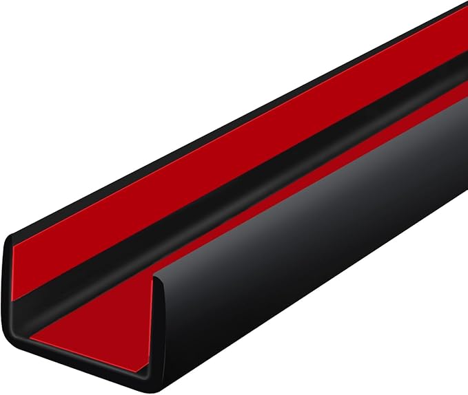 Rubber Edge Trim, Self Adhesive U Channel Edge Trim, Big Size U Shaped Trim, Edge Banding for Plywood, Woods, Shelf, Cabinet, Countertop, Size 1", Length 20Ft, Black