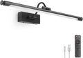 Black Wireless Picture Light, 23.6" Rechargeable LED Art Lamp with Remote, Dimmable Brightness, Timer & Adjustable Arm for Paintings, Mirrors, and Frames