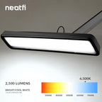Neatfi XL 2,500 Lumens LED Task Lamp, 22 Inches Wide, 30W, 162 Pcs SMD LED, Eye-Caring, Desk Light with Clamp for Home, Office, and Study Room (Non-CCT, Black)