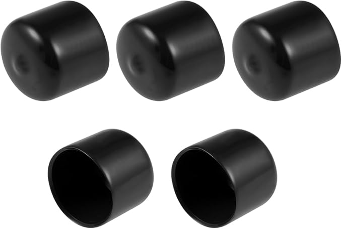uxcell 5pcs Rubber End Caps 25mm ID Vinyl Round Tube Bolt Cap Cover Screw Thread Protectors Black