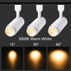 12W Zoomable Track Lighting Heads,White H Track Lighting Heads for Accent,Artwork, Retail Halo Track Lights 110V 3000K Warm White 15 °- 60 ° Beam Angle - 4 Pack (White)