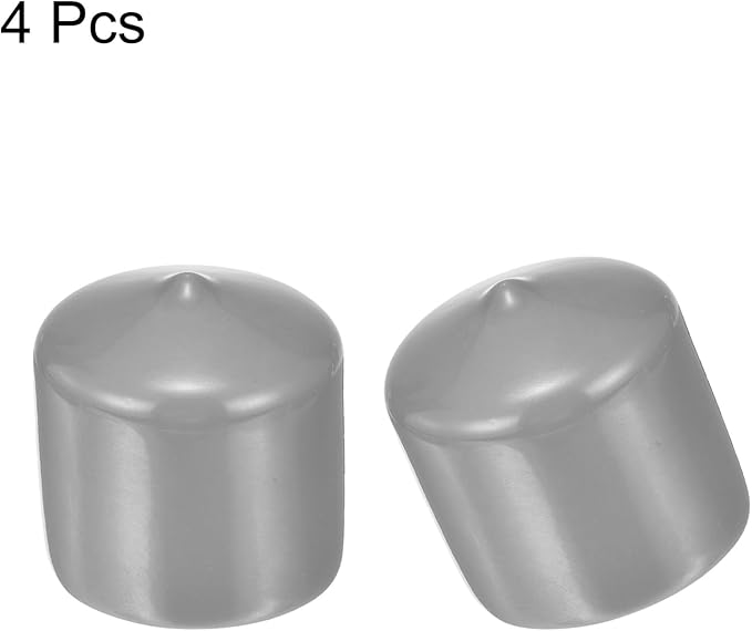 uxcell 4pcs Rubber End Caps 35mm ID Vinyl Round End Cap Cover Screw Thread Protectors Light Gray, 30mm Height