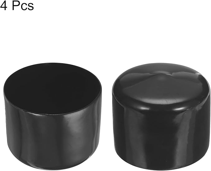 uxcell 4pcs Rubber End Caps 57mm ID Vinyl Round End Cap Cover Screw Thread Protectors Black, 40mm Height