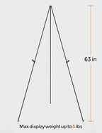 Nicpro Art Folding Easels for Display, 6 Pack 63 Inches Metal Floor Easel Stand Bulk Tripod Black Collapsible for Sign Artist Poster Wedding | with Carry Bag