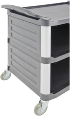 HUBERT Service Cart with Open Front Black Plastic - 38 1/2" L x 20 7/8" W x 36 5/8" H