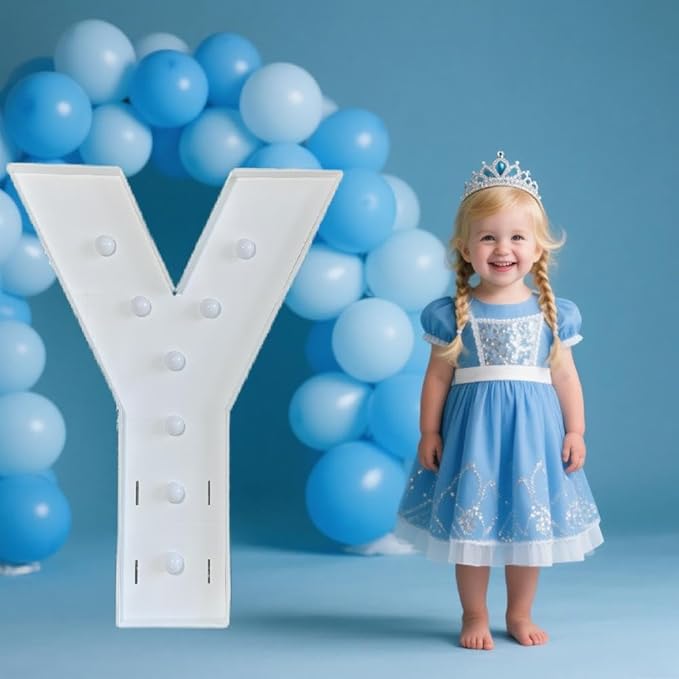 PRELIFE MEMORY 3FT/36 Inch Light Up Marquee Letter A-Z, White Frame KT Board Plug-in KT Board with Bracket White LED Party Decorative Light Decoration for Birthday Party Anniversary (Y)
