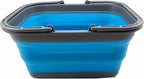SAMMART 12L (3.17Gallon) Collapsible Tub with Handle - Portable Outdoor Picnic Basket/Crate - Foldable Shopping Bag - Space Saving Storage Container (Grey/Cerulean)