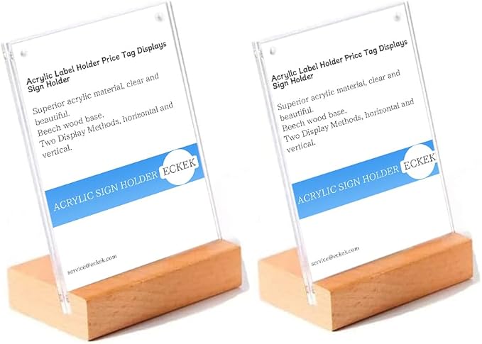 2 Pack Acrylic Label Holder Price Tag Displays Sign Holder Data Card Holder Table Top Sign Stand(150*100mm/5.91x3.94 inches)