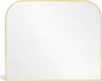 Modern Large Wall Mirror, Modern Mantel Minimalist Home Decor, Brushed Gold Metal Framed Arched Mirror for Living Room, Bedroom, Fireplace, Mantle, Entryway, Bathroom, 36" x 30", Gold