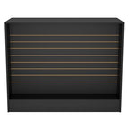 48” W ×20” D × 38” H - Ledge top Checkout Counter with Slatwall Display Front, Black Wooden Slat Wall Cash Register Stand,Retail Counter Display