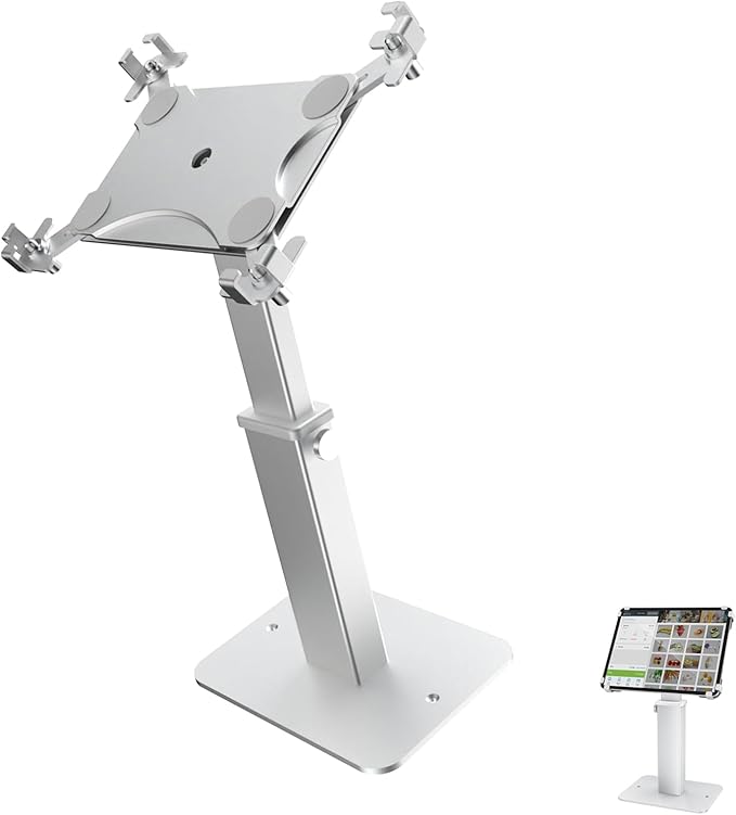 AntiTheft Rotating Tablets Kiosk Stand 8.3" 13.4" Height Heavy Duty Aluminum Steel Base Compatible 9.7" 13" Devices Heavy Duty Pad Stand for Retail