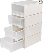18 Qt. Plastic Desktop Organizer with Clear Drawers, 4-Pack, Stacking Drawers Unit for Closet, Office, Bathroom