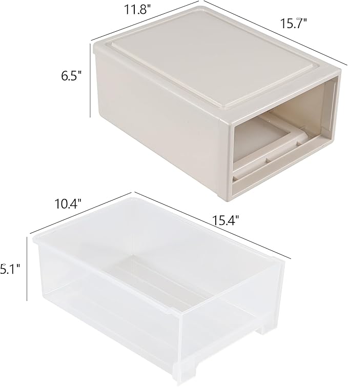 Readsky 18 Quart Large Stackable Drawer Unit, Plastic Compact Stacking Storage Drawer, 3 Packs