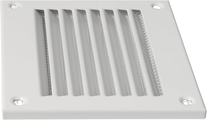 Repa Market 2-Pack 4x4 Inch Air Vent Cover/White Galvanized Steel Louvered Grill Cover with Mesh Screen/Wall or Ceiling Vent/Durable Flush Mount HVAC Register for Indoor and Outdoor Ventilation