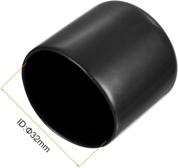 uxcell 4pcs Rubber End Caps 1 1/4"(32mm) ID Vinyl Round End Cap Cover Screw Thread Protectors Black, 30mm Height