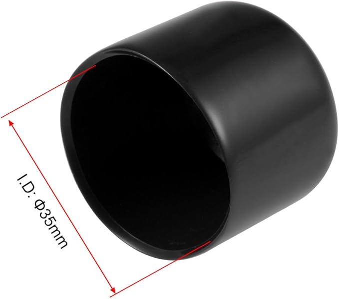 uxcell 10pcs Rubber End Caps 35mm ID Vinyl Round End Cap Cover Screw Thread Protectors Black