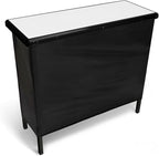 PartyLife New & Improved Portable Bar Table w/Folding Legs, 2 Bar Skirts, Heavy-Duty Storage Shelf & Carrying Case - White