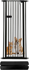 Lumizone Extra Tall Cat Gate 55.12" High Pressure Mounted Extra Wide 2025 New (17 Sizes) 1.37" Gap No Drilling Auto-Close One-Handed Operation Tall Pet Gate for Dogs(Black, 55.12" H x 26.18"-29.91" W)