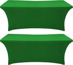 SEPARO 2 Pack 6 Ft Forest Green Table Cover Fitted Rectangular Tablecloth Stretchable Fabric Table Cloth 6 ft Wrinkle-Free for Party Tradeshows Banquet Weddings Cocktail
