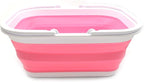 SAMMART 15.5L (4.1 Gallons) Collapsible Tub with Handle - Portable Outdoor Picnic Basket/Crate - Foldable Shopping Bag - Space Saving Storage Container (Pink)