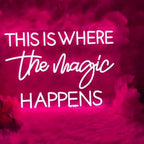 This Is Where The Magic Happens Neon Sign,20inches Custom Beauty Salon Neon Decor,LED Sign for Beauty Room,Pink Beauty Office Sign,Wedding Party Sign