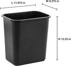 United Solutions 13 Quart / 3.25 Gallon Space-Efficient Trash Wastebasket, Fits Under Desk and Narrow Spaces in Commercial Office, Kitchen, Home Office, and Dorm, Easy to Clean, Black (Pack of 1)