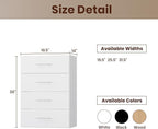 ROOMTEC 19.5" 4 Drawer Short Tower Closet Unit, Modular Closet System with Drawers and Shelf, Wardrobe Organizer for Bedroom or Walk-in Closet, Wall Mounted, Customizable Clothes Storage Unit, White