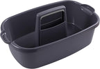2-Pack Large Gray Cleaning Caddy for Cleaning Supplies with Handle - Portable Plastic Tote Organizer for Shower, Bathroom, Kitchen, Under Sink Storage
