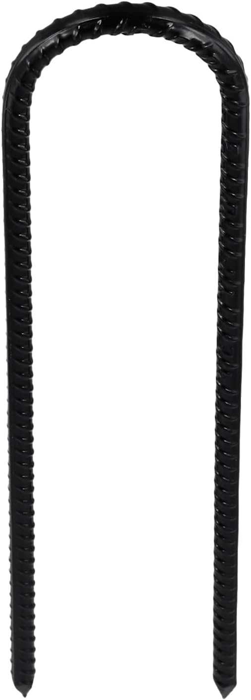 U Shaped Trampoline Stakes, Black Steel, 12 Inch, 20 Pack, Ground Anchors for Tents, Position Kits, Fences