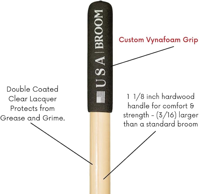4 Pack Bundle - 24" Soft Sweep Indoor Push Broom with 60" Handle. Ideal for Epoxy & Polished Floors. Durable American Made Steel Brackets-Stainless Steel Hardware. No Plastic. 100% USA Made.