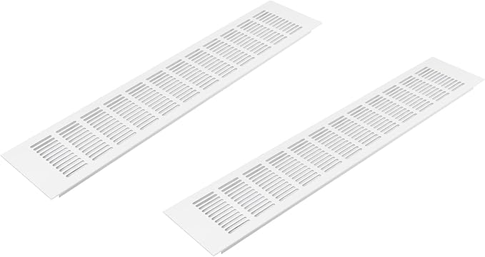 Vent Systems 19.69 x 3.94 (Outer Size) Air Supply Ventilation Grille - Pack of 2 - White Aluminum Rectangle Intake/Exhaust Door Vent Deflector - HVAC for Home Improvement Floor, Wall Duct Cover