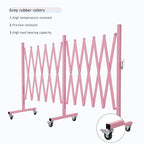 GYMTIME Expandable Metal Barricade, Flexible Mobile Safety Barrier, Folding Security Gate with Casters, Adjustable Traffic Temporary Fence for School, Shopping Mall, 16 Feet, Pale Pink