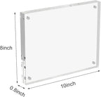 AITEE 8x10 Acrylic Picture Frames 3 Pack, 20% Thicker Block, Clear Picture Frames Freestanding Double Sided Magnetic Acrylic Lucite Frameless Transparent Square Frame Gift for Desktop Display