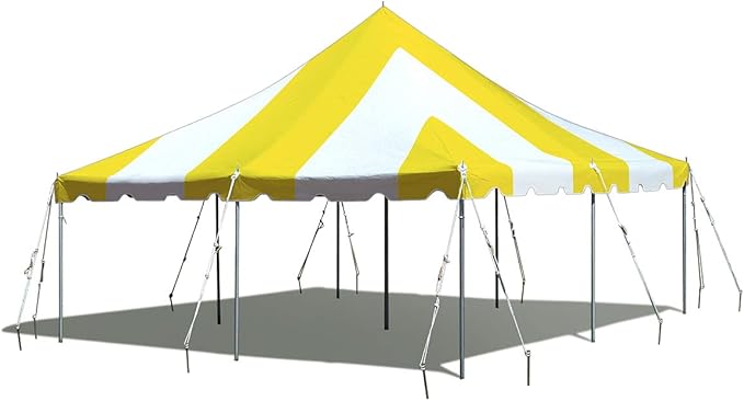 TentandTable 20' x 20' Premium Canopy Tent, Yellow/White, Outdoor Pole Tent, 40-80 Person Capacity for Parties, Weddings, Events, Commercial and Residential Use, Large Heavy Duty Vinyl Canopy Tents