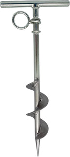 MARINE CITY Spiral Ground Anchor with O-Ring – 304 Stainless Steel 4-1/2 x 10-5/8 Inches, Ideal for Boat Mooring, Camping Tents, Puppy Tie-Out Stakes, Backyards, Marines, Yachts (Pack of 1)